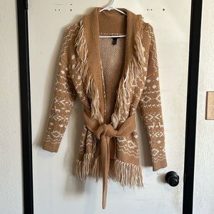 Forever 21 Brown & White Western Knitted Cardigan